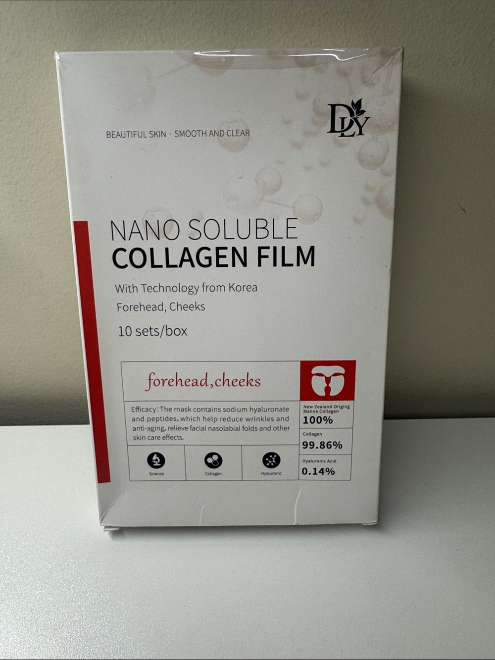 Nano Soluble Collagen Film Mask for Forehead & Cheeks - White